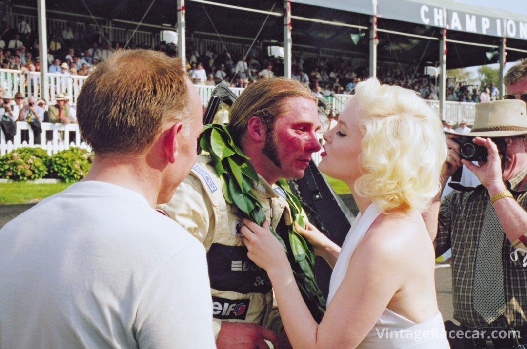 Justin Law gets a congratulatory kiss from Marilyn Monroe.Photo: Peter Collins 