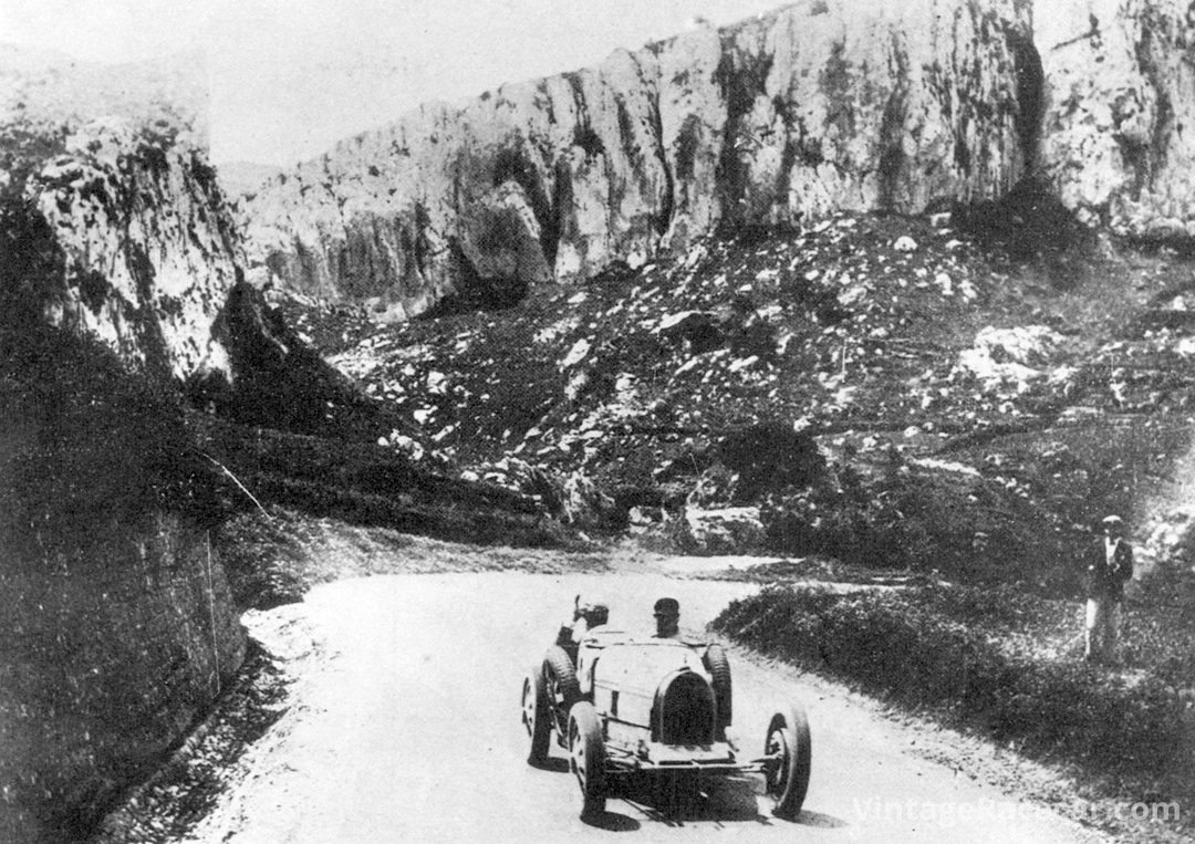 Albert Divo driving his Bugatti Type 35B to victory in the 1928 Targa Florio. 