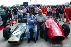 David Branham and Stirling Moss in the Parade of Grand Prix Cars.Photo: Jakob Ebrey 