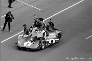 24 Hours of LeMans LeMans France 1967. Ford Mark VI winner with crew.Photo: Morem Sports History 