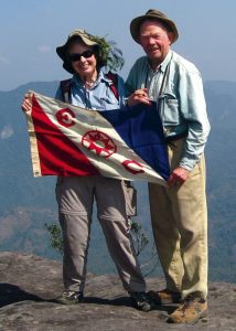 Marty and Lee Talbot holding Explorers' flag.Photo: Lee Talbot Family Collection 