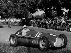 AlfaÕs 159 dominated the first two seasons of modern-era Formula One in 1950 and 1951, winning six races in the former year and four in the latter as first Guiseppe Farina (shown) and then Juan Manuel Fangio earned the title of World Champion. 