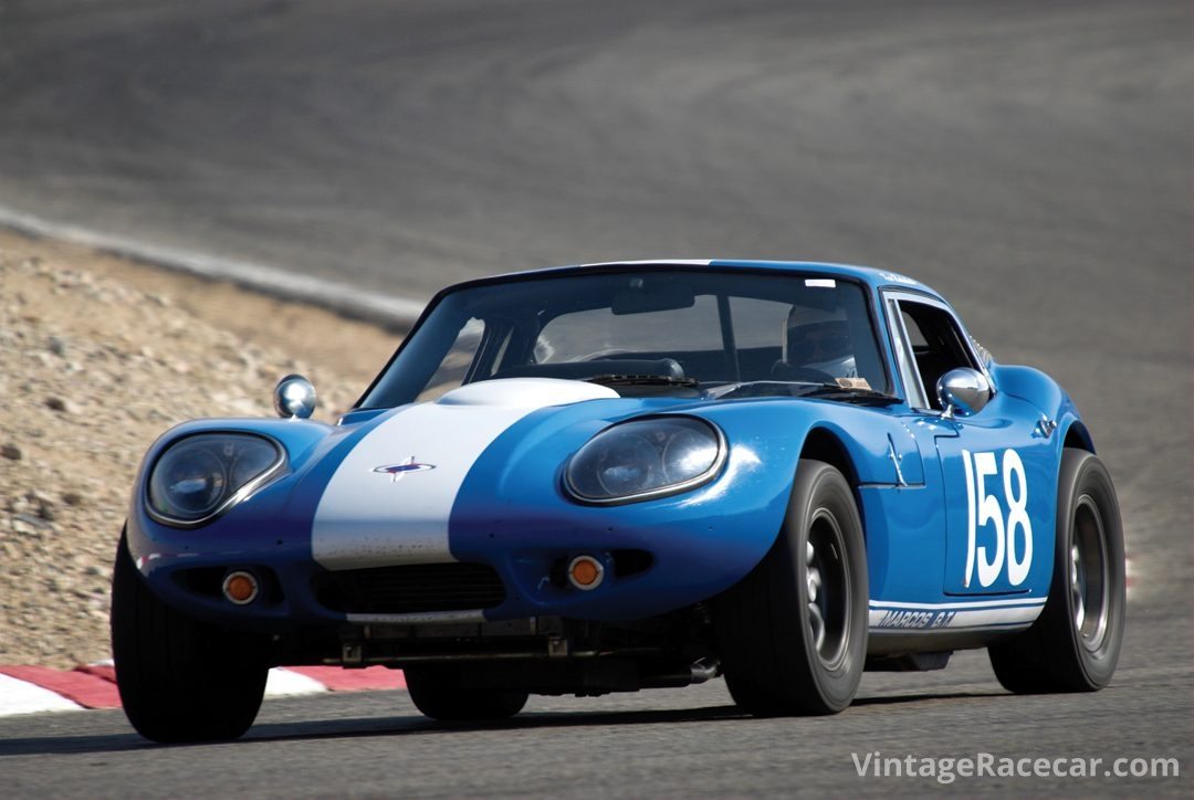 Ken Rodenbush enters Turn 4 in his Marcos 1800 GT.Photo: Brian Green 