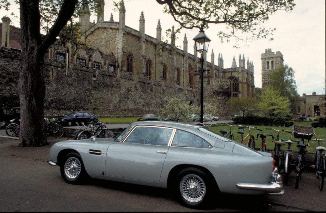 Bond's DB5 parked up while he has a lesson with Professor Inga Bergstrom at Oxford University. 