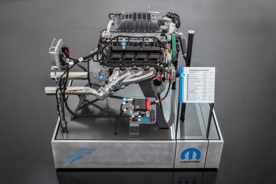 The “Hellephant” 426 Supercharged Mopar Crate HEMI® Engine is a Mopar-first for a 1,000 horsepower crate engine kit offered by an Original Equipment Manufacturer (OEM). FCA US LLC