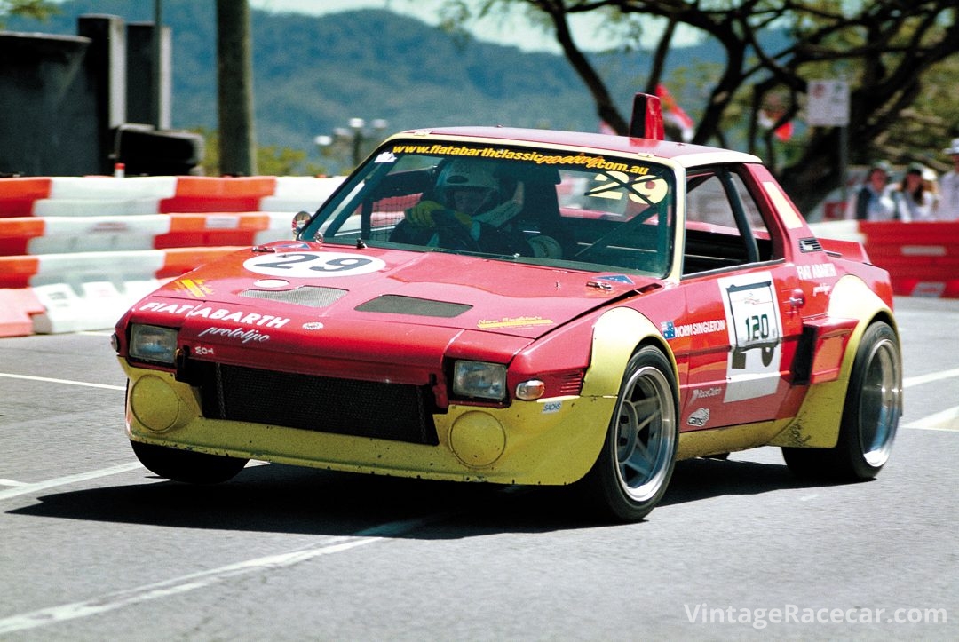 Norman Singleton hard at it behind the wheel of his 1973 Fiat X19. 
