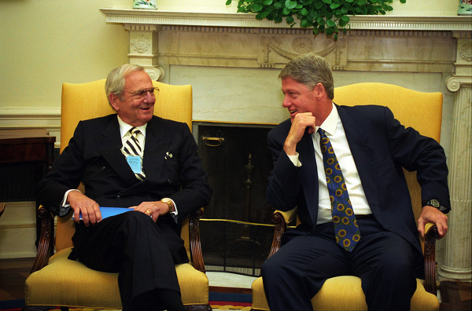Lee Iacocca with President Clinton in the White House. 