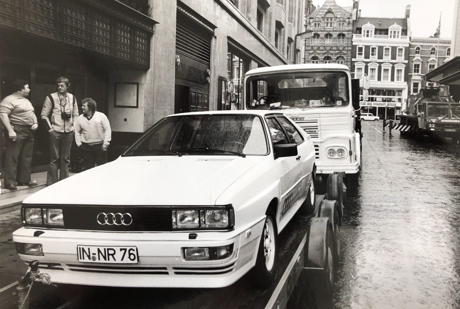 Audi's David Ingram, centre, oversees arrival of first quattro 