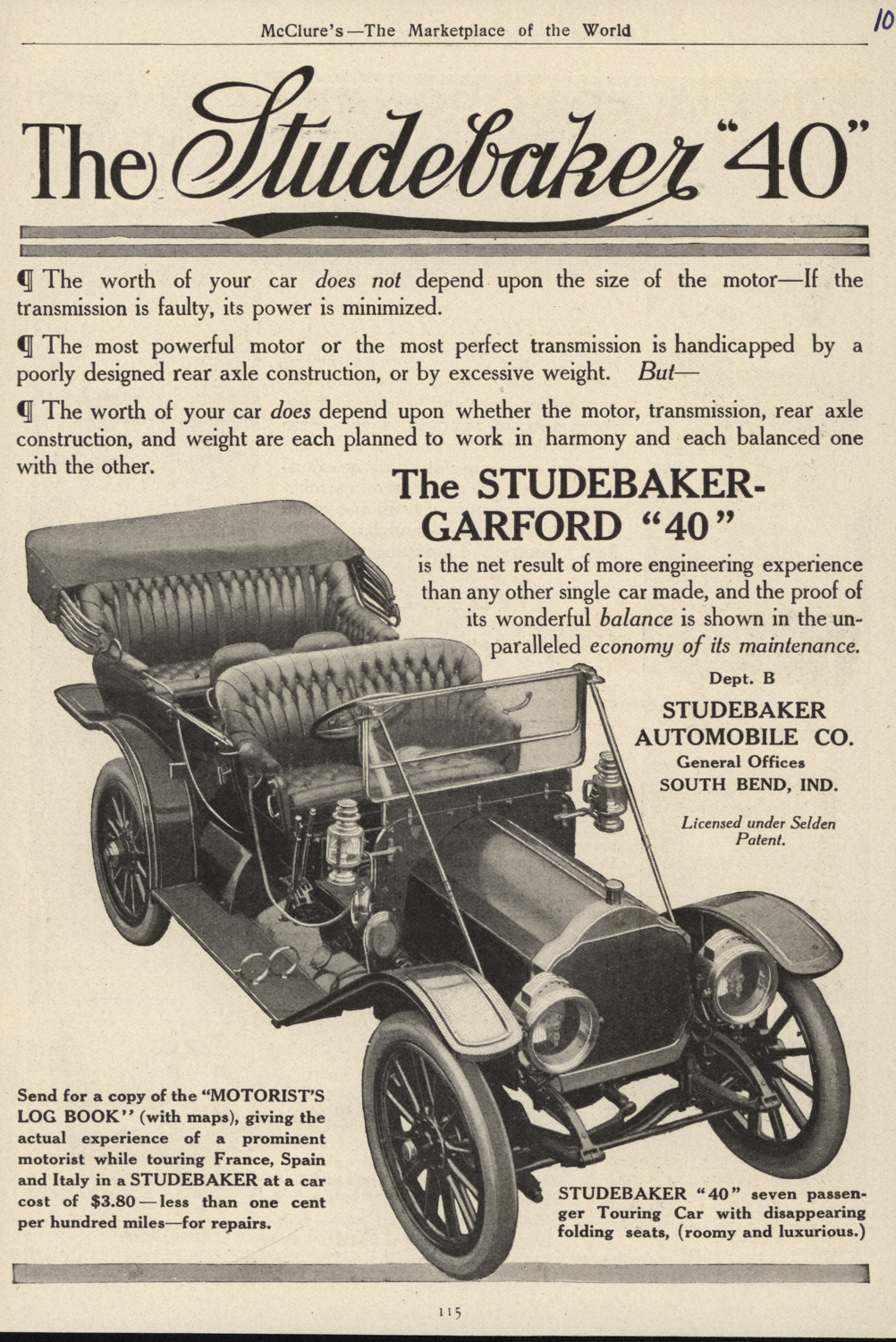 Studebaker joined with the Garford Company to produce its early gasoline-engined automobiles. 
