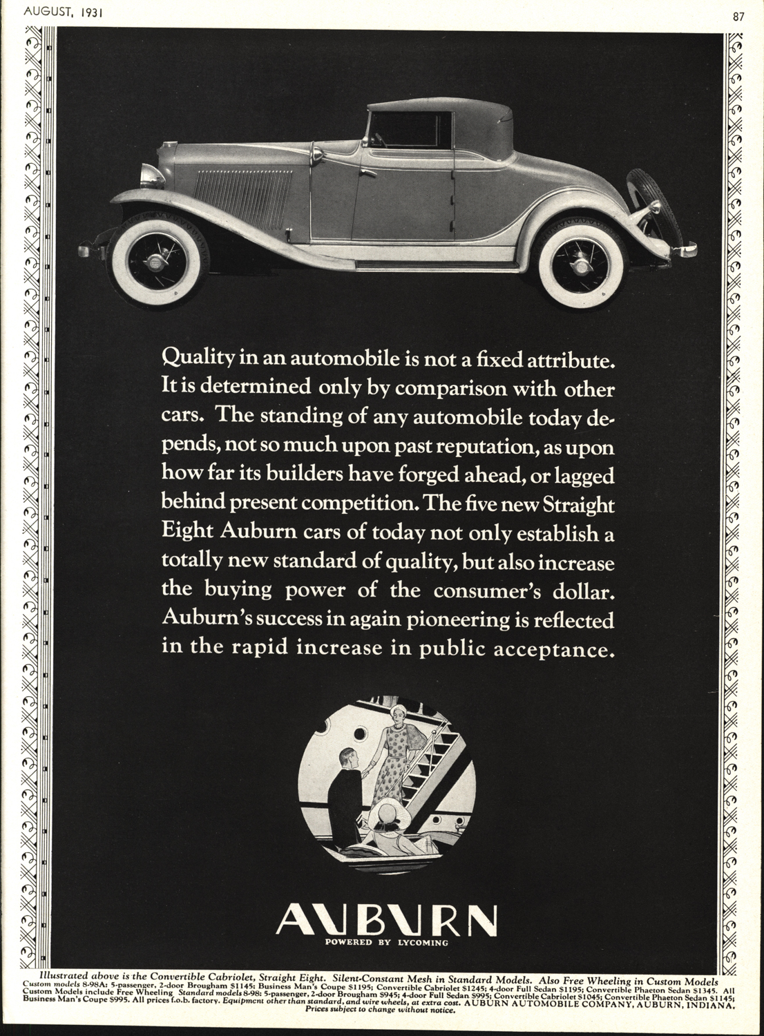After a bad year in 1930, Cord changed the model lineup and improved sales in 1931. 