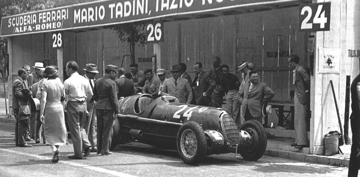 Scuderia Ferrari pits - 1936 Hungarian Grand Prix