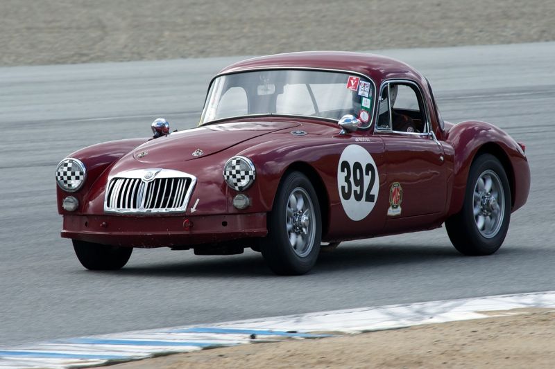 Jim Weissenborn's 1959 MG in turn two Sunday afternoon.
