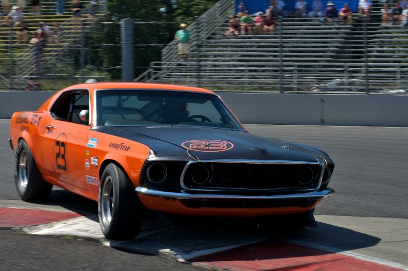 Tom Cantrell's 1969 Ford Mustang in turn 1. DennisGray