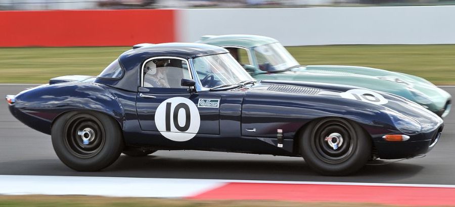 Pair of Jaguar E-Types are neck and neck TIM SCOTT