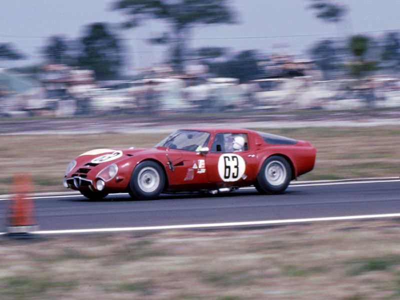 Alfa Romeo Giulia TZ2 which 14th and 1st in class at Sebring in 1966 (Bill Stowe photo)