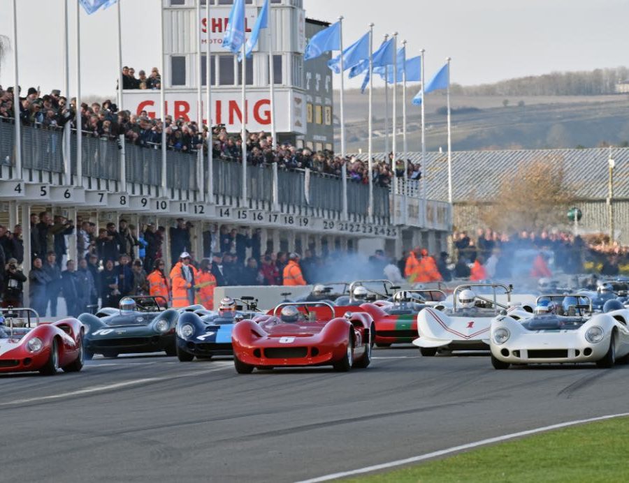 Start of the Bruce McLaren race for Pre-1966 CanAm and Group 7 Prototypes - Goodwood Members Meeting 2015 TIM SCOTT FLUID IMAGES