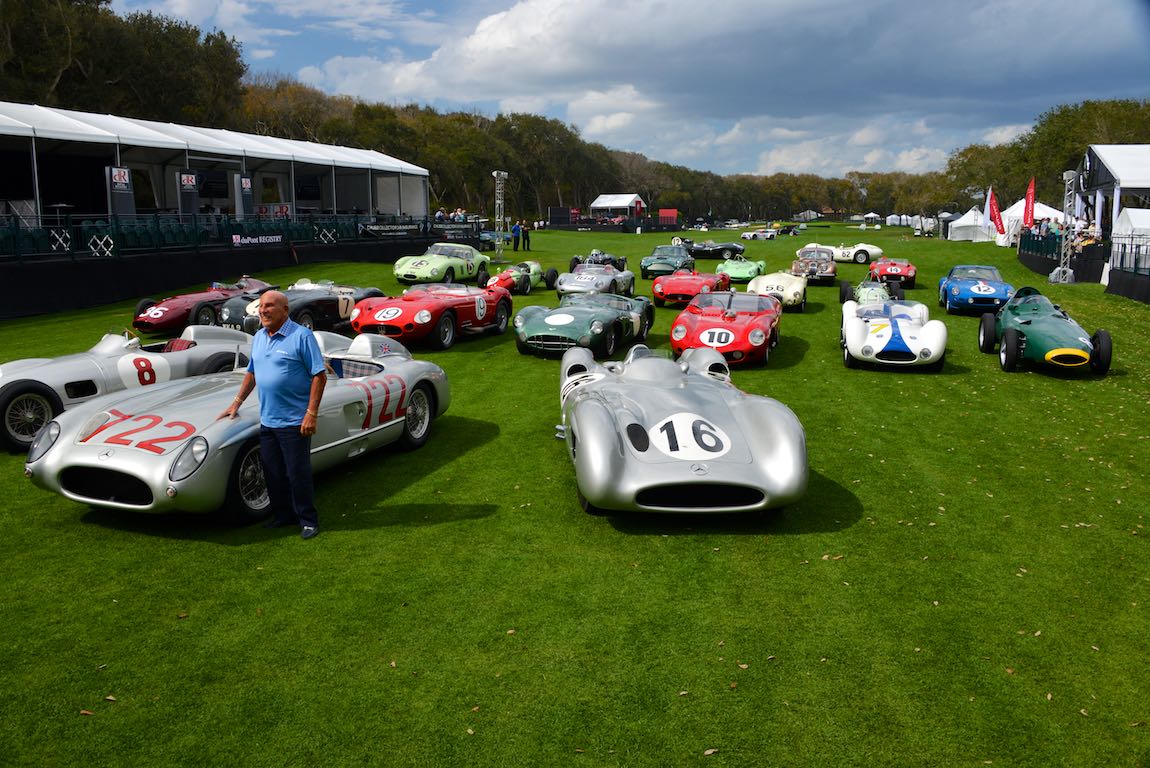 The Legend with his Race Cars - Stirling Moss with a a selection of his finest race cars at the Amelia Island Concours d'Elegance 2015