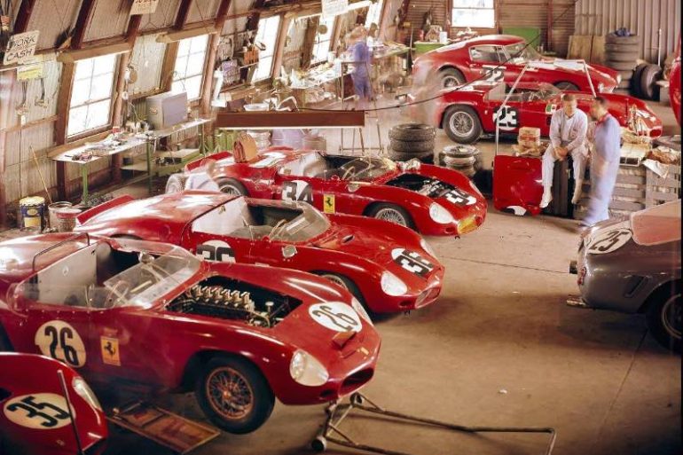 Ferrari and NART garage at Sebring, 1962 (photo: