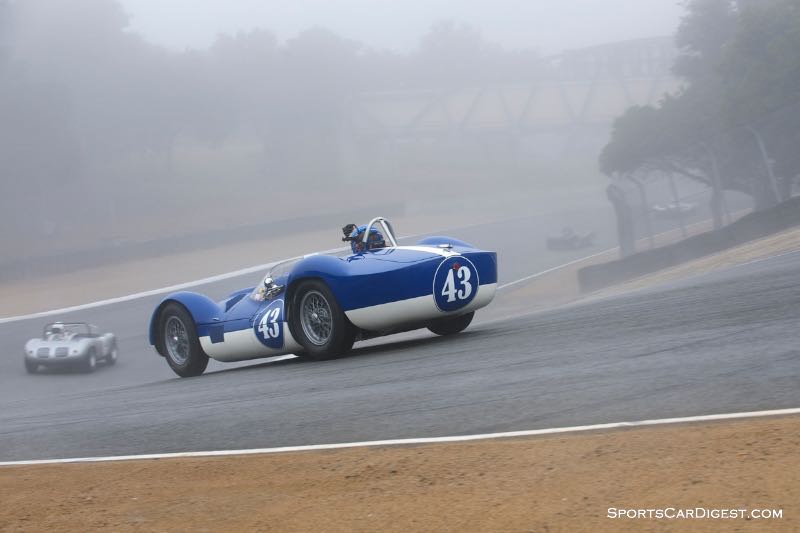 Fog and a damp track greet the Tipo 60 Maserati of Rob Walton.