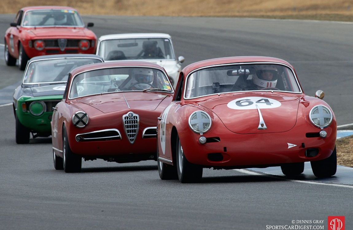 Joseph Rossi leads the pack in the 1964 Porsche 356 C DennisGray