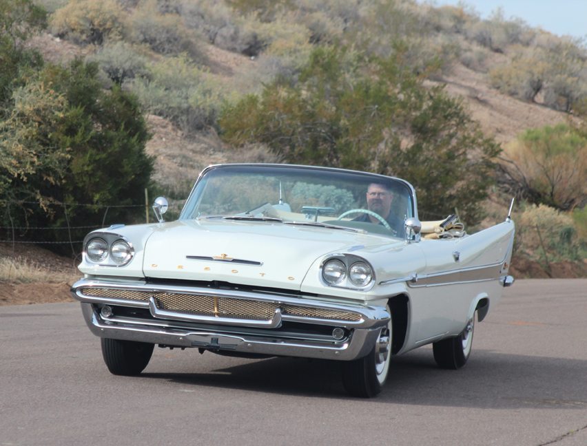 Front view of a white 1958 DeSoto Adventurer