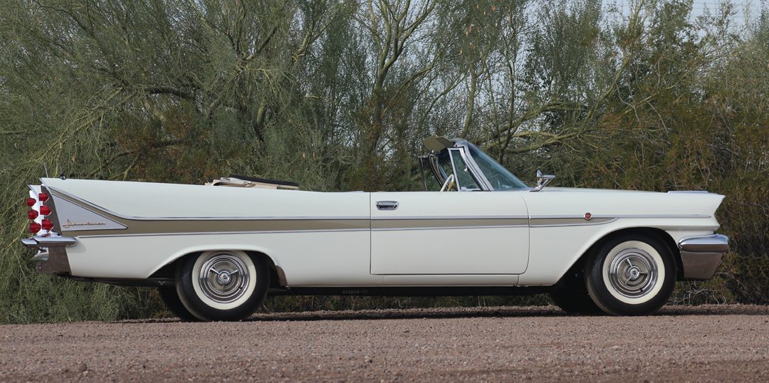 Side view of a 1958 white DeSoto Adventurer