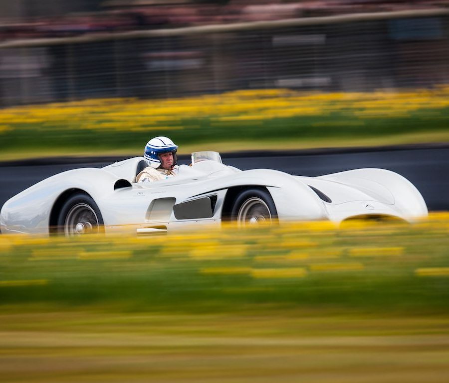 Jochen Mass aboard the Mercedes-Benz W196 R Streamliner (Photo: Drew Gibson) Drew Gibson