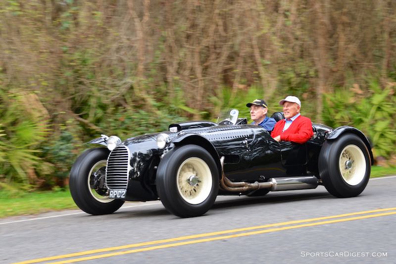 Sir Stirling Moss in the 1950 HWM Stovebolt Special on the 2015 Amelia Island Concours Road Tour