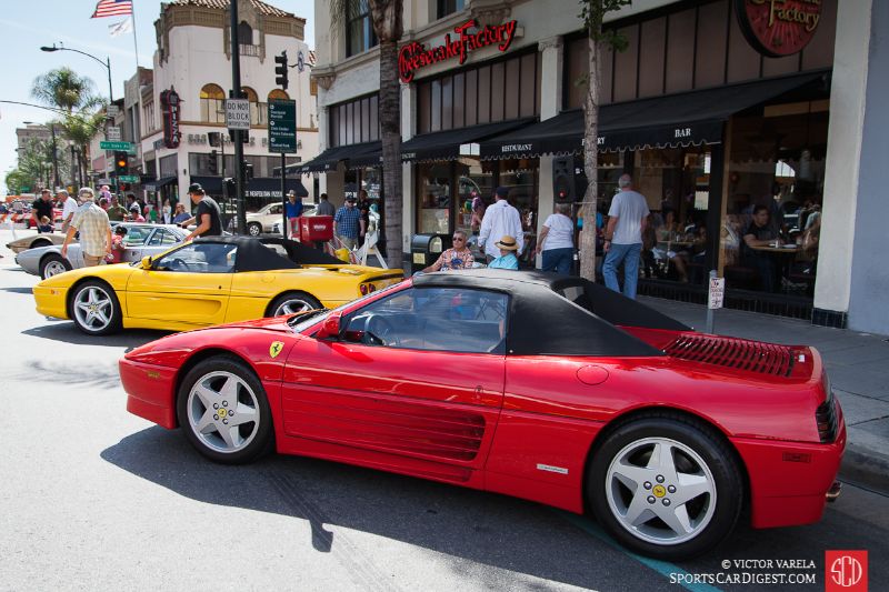 Yellow 1995 Ferrari F355 GTS, red 1994 Ferrari 348 GTS