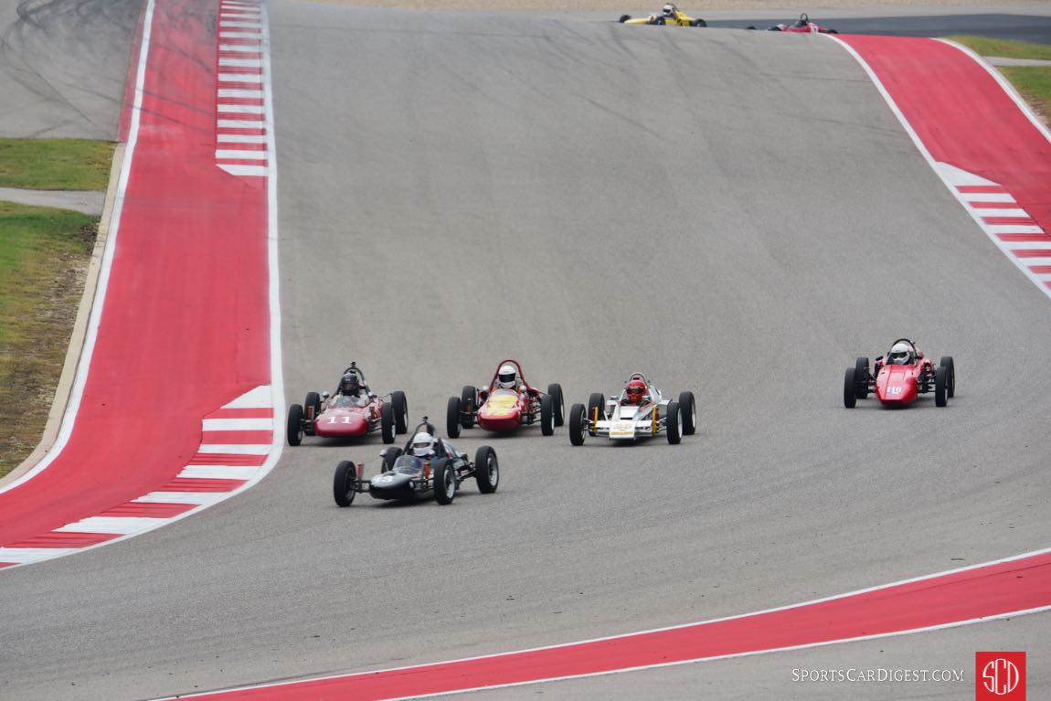Four wide into T2 Formula Vee Feature rcae.
