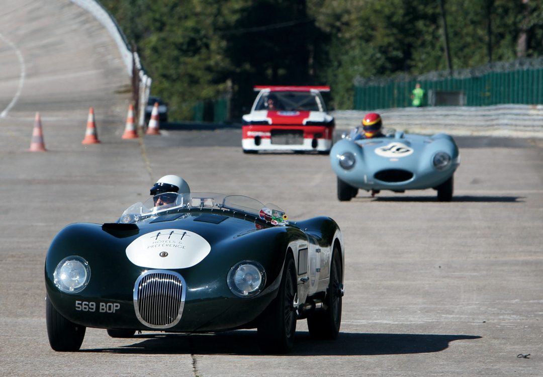 Jaguar D-Type chases Jaguar C-Type.
Photo: Chris Willows