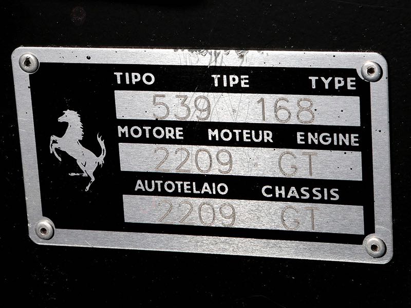 Ferrari 250 GT SWB Berlinetta Competition, Chassis number 2209 GT