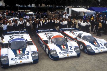 1982 Porsche team at Le mans. Photo: Porsche-Werkfoto