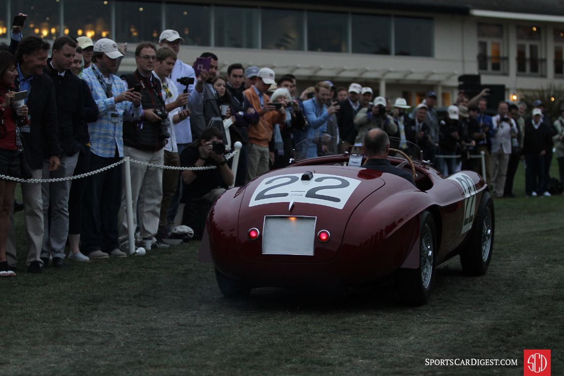 1949 Ferrari 166 MM Touring Barchetta chassis 0008M won the 1949 Mille Miglia with Clemente Biondetti and Ettore Salani at the wheel; after that race Ferrari sold the car to Peter Mitchell-Thomson, the 2nd Baron Selsdon, and in June 1949, his Lordship and co-driver Luigi Chinetti scored the first of Ferrari’s nine wins at Le Mans