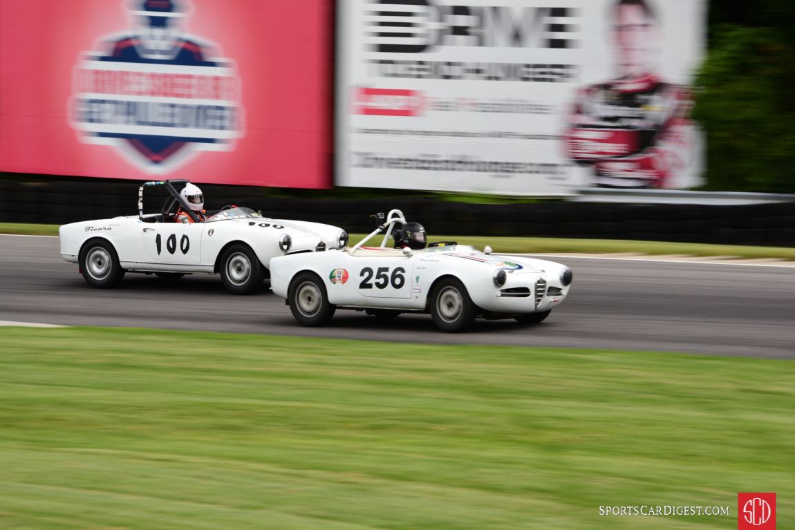 Roger Cassin and Stephen Lehrman have some fun in their Alfa's. Michael Casey-DiPleco