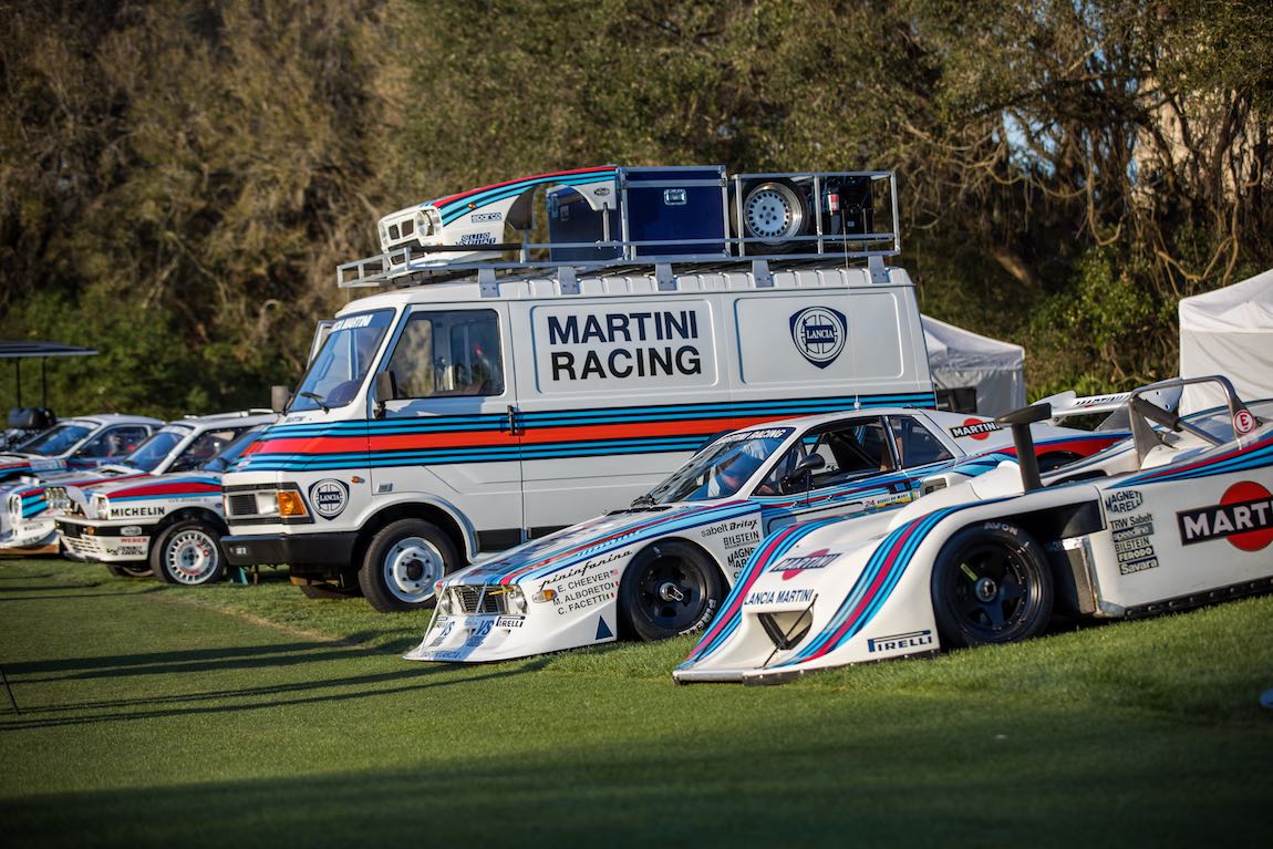 Line-up of Martini Lancia racers and Fiat support van (photo: DeremerStudios.com) Deremer Studios LLC