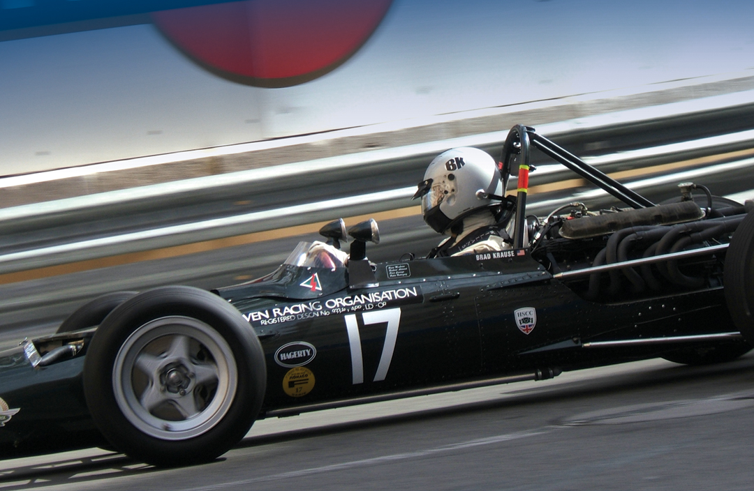 Brad Krause in his 1968 BRM P126 at Monaco 2006. 
Photo: Keith Booker