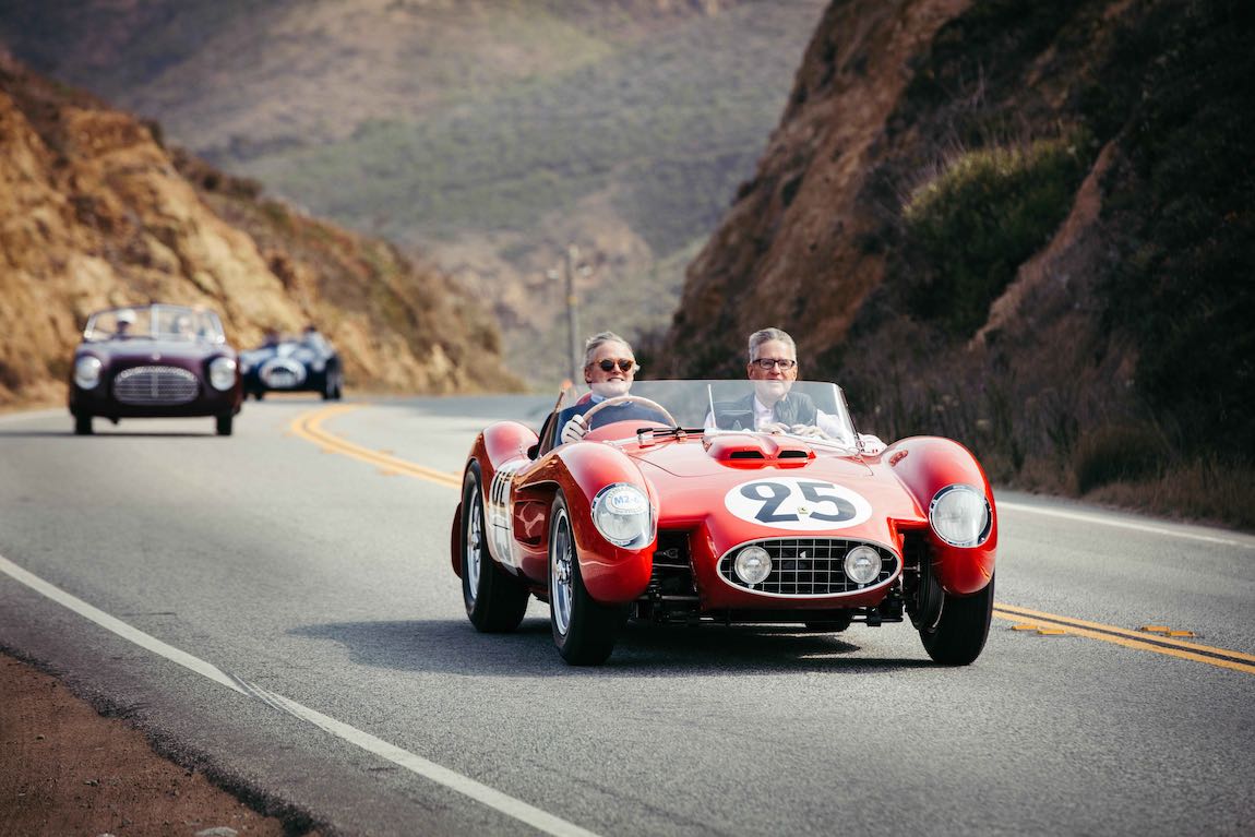 Pebble Beach Tour d'Elegance presented by Rolex going South on Highway 1 towards Big Sur - 1956 Ferrari 500 Testa Rossa Scaglietti Spider ~ Les Wexner Tom O'Neal
