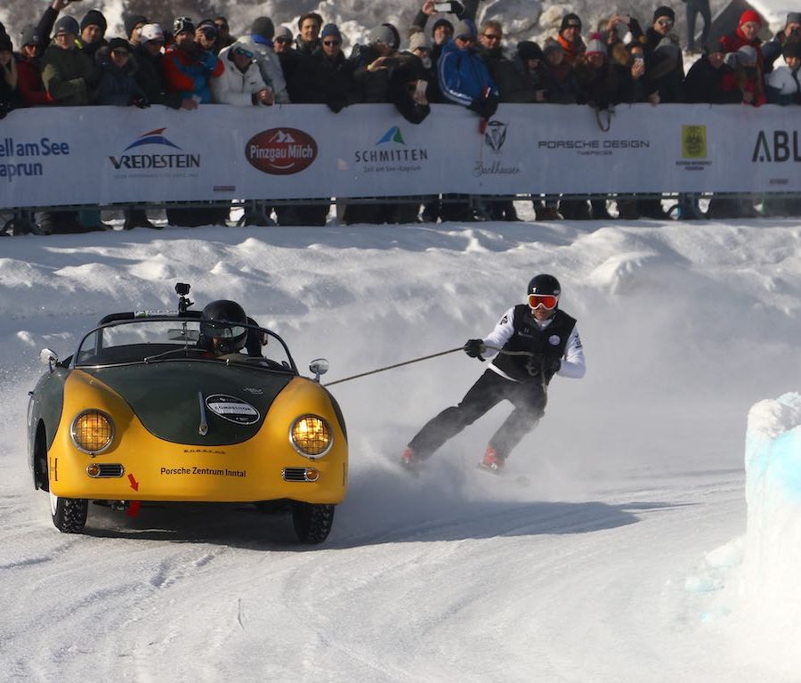 Skijoring was a fan favourite at GP Ice Race Daniel Fessl