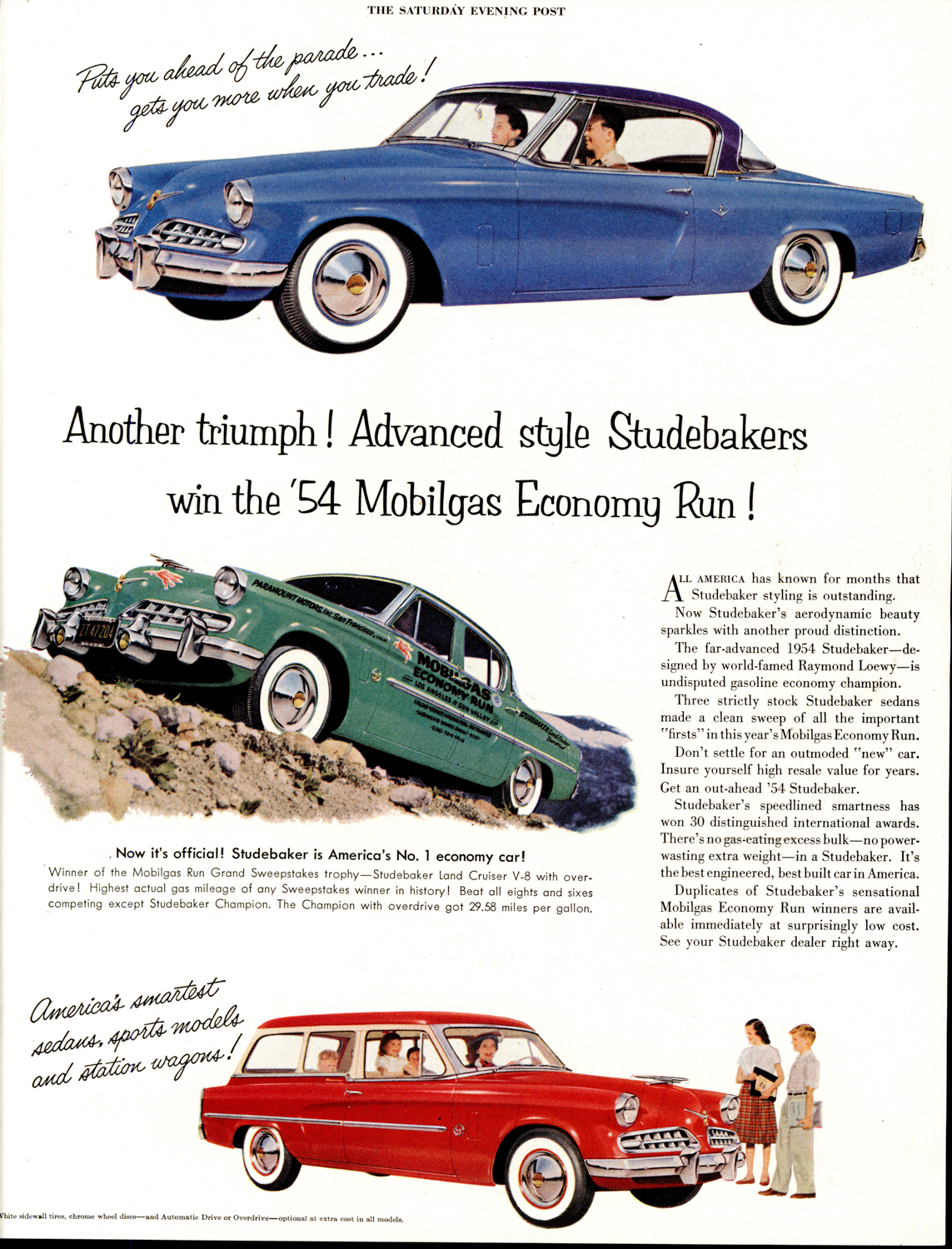 Brochure of a 1954 Studebaker coupe and sedan models.