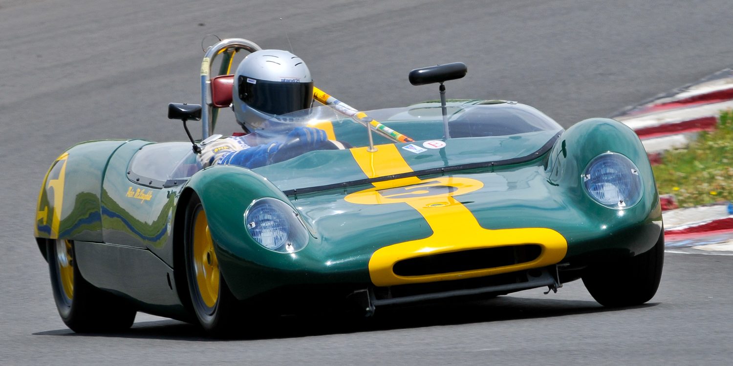 US visitor Peter Mclaughlin and his 1962 Lotus 23B. Ian Welsh Photo. Ian Welsh