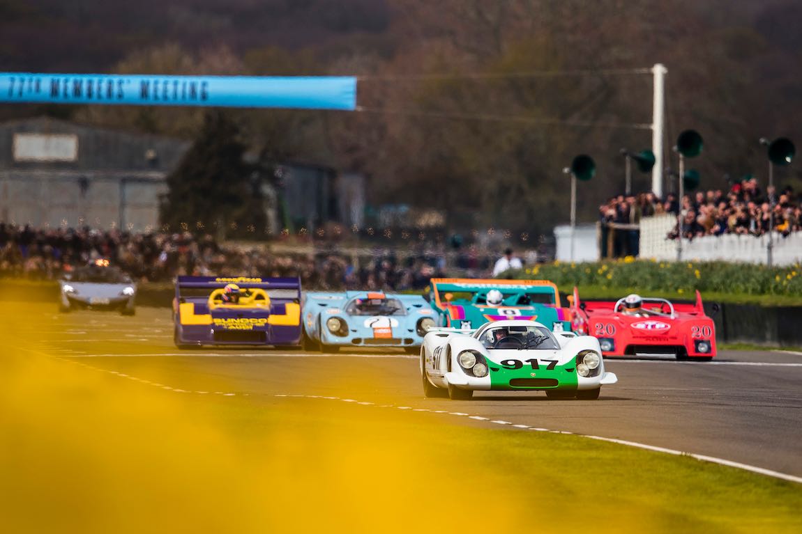 The very first Porsche 917, chassis #001, led the parade around the Goodwood Motor Circuit - photo: Drew Gibson Drew Gibson