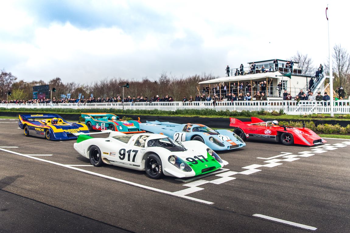 The very first Porsche 917, chassis #001, led the parade around the Goodwood Motor Circuit - photos: Jayson Fong Jayson Fong