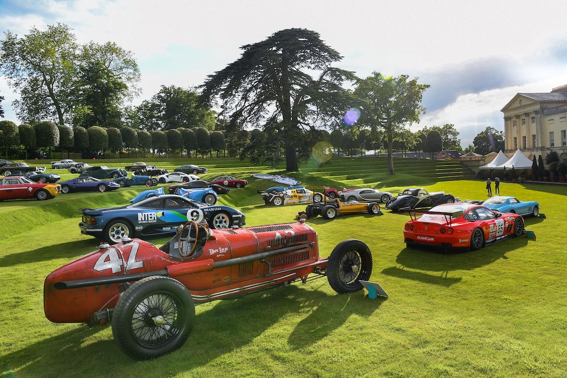 Heavenly Heveningham with 60 wonderful cars on the Kim Wilkie-designed glass terraces to the rear of the Grade I listed Palladian masterpiece (Credit TIM SCOTT) TIM SCOTT