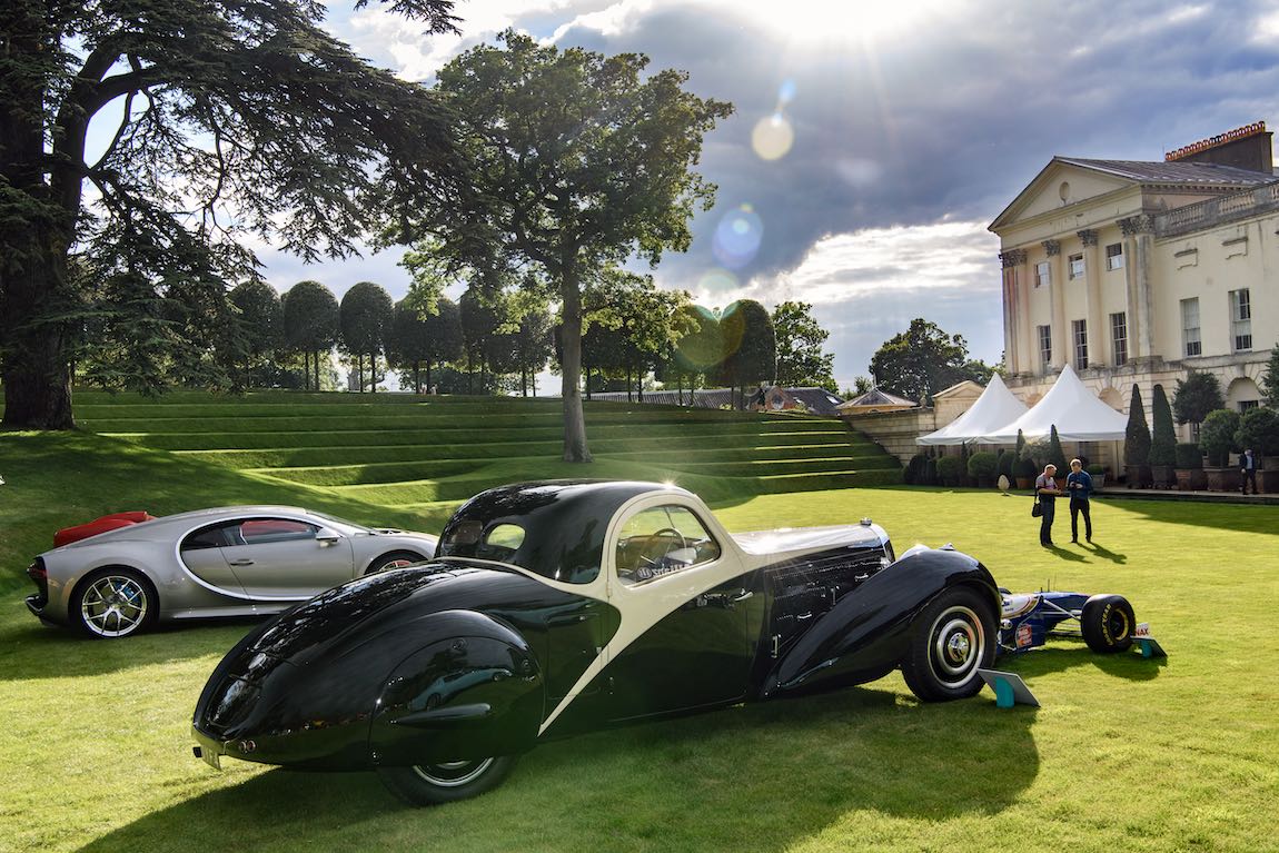 Old v new: 1935 Bugatti Type 57 Atalante by Gangloff next to a 2019 Bugatti Chiron Sport (Credit TIM SCOTT) TIM SCOTT