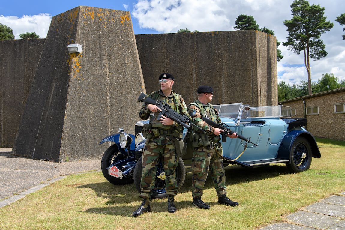 The Heveningham Tour stops for lunch under 'armed' guard at former RAF/USAF airbase Bentwaters in June 2019 (Credit TIM SCOTT) TIM SCOTT
