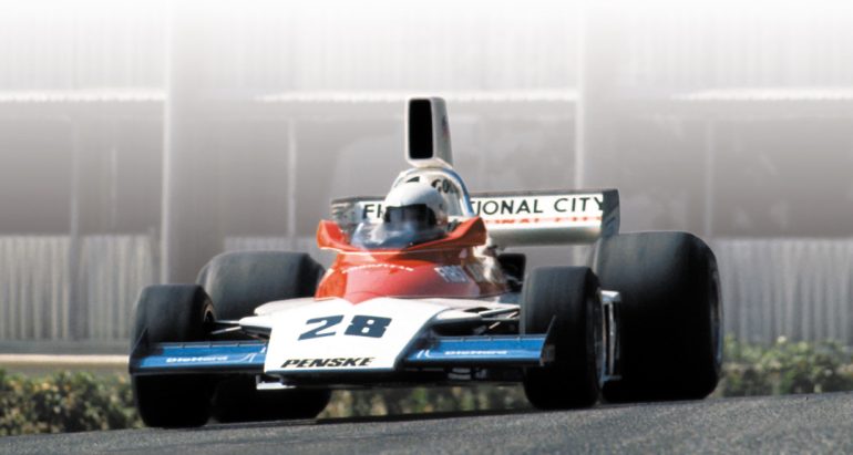 Mark Donohue à bord de sa Penske-Ford lors du 33ème Grand Prix