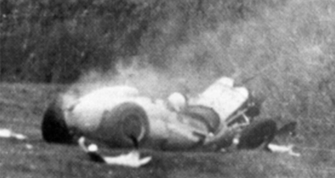 Stirling Moss has a career ending crash at Goodwood (1962).