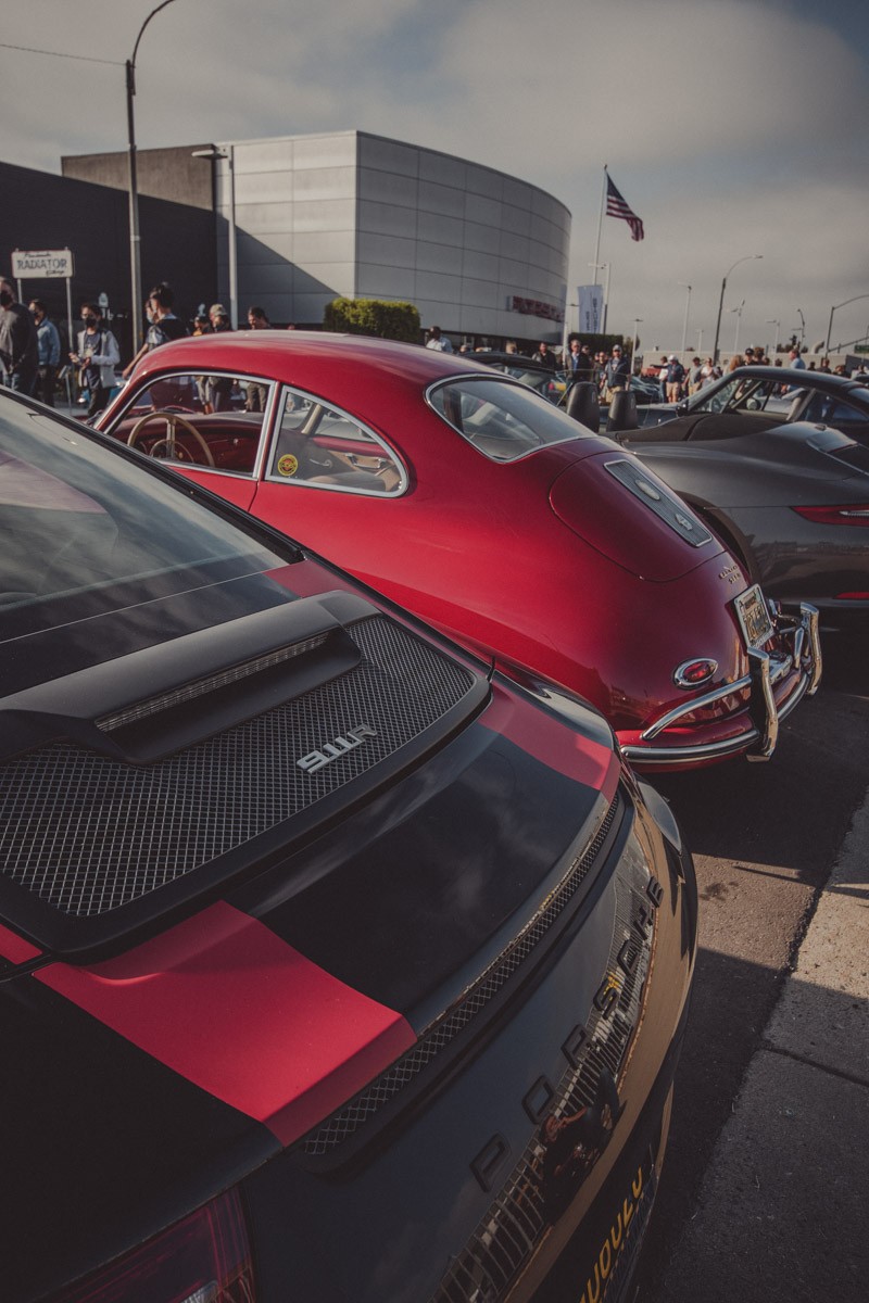 The business end of a Porsche 911 R and a 356 A Coupe