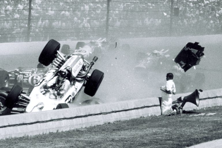 Indy 500, 1966. Crash at start.  Photo & Caption: Ozzie Lyons